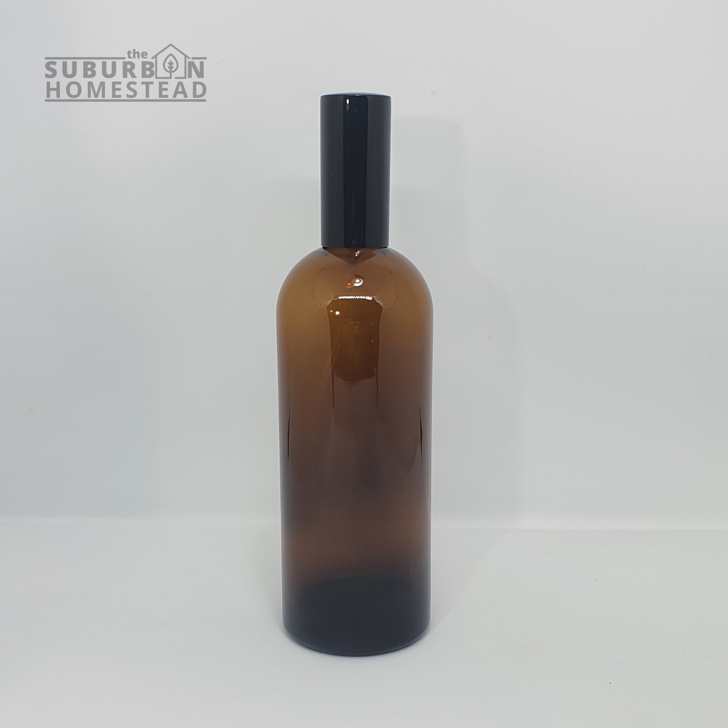 Amber Glass Bottle with Black Spray and Lid (2 sizes)