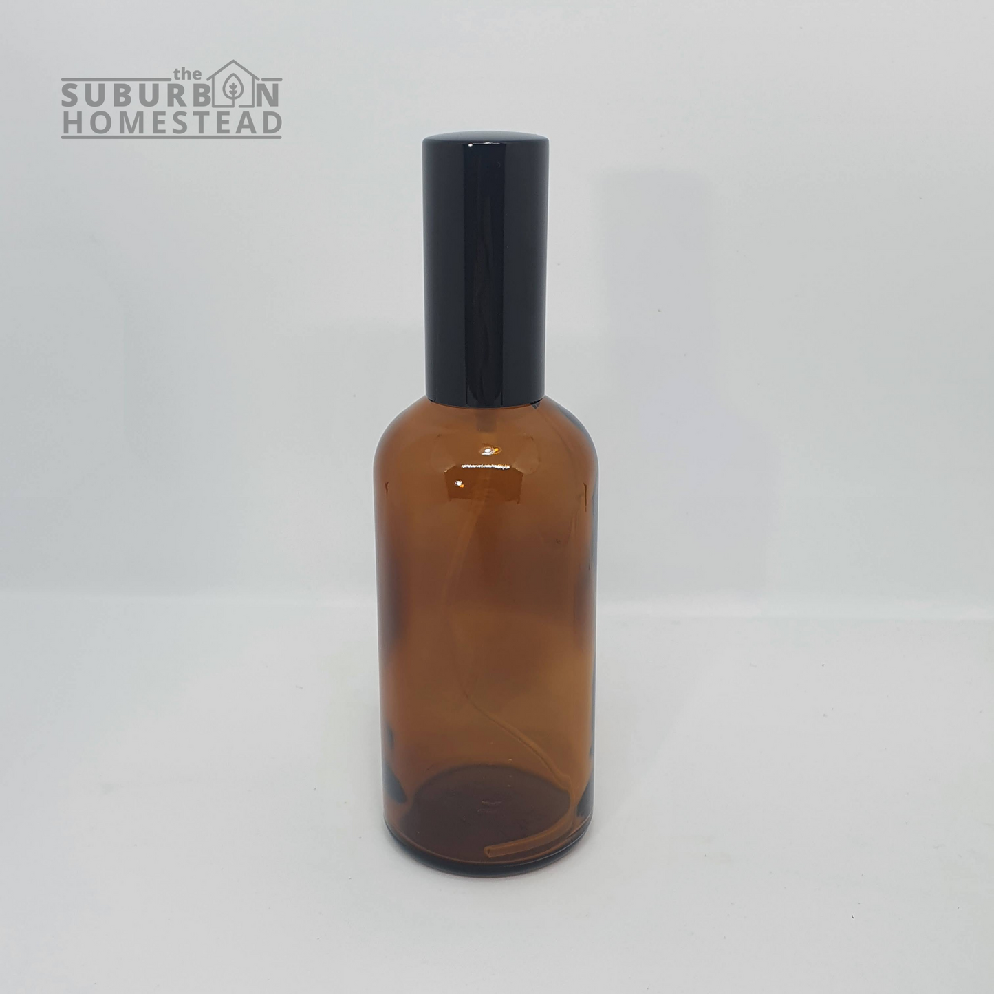 Amber Glass Bottle with Black Spray and Lid (2 sizes)