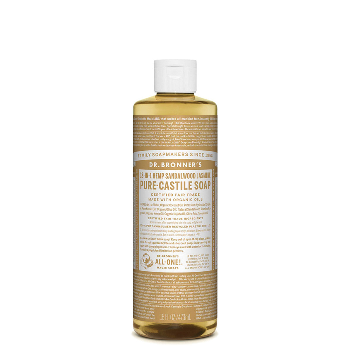 Dr. Bronner's Pure-Castile Soap Liquid (Hemp 18-in-1) Sandalwood & Jasmine
