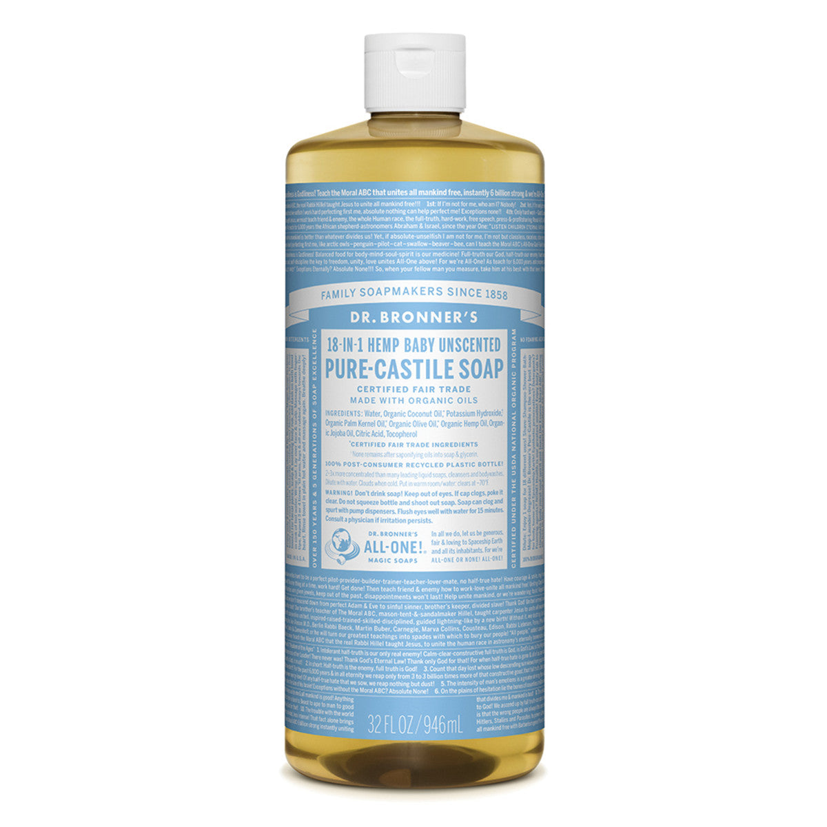 Dr. Bronner's Pure-Castile Soap Liquid (Hemp 18-in-1) Unscented (Baby)