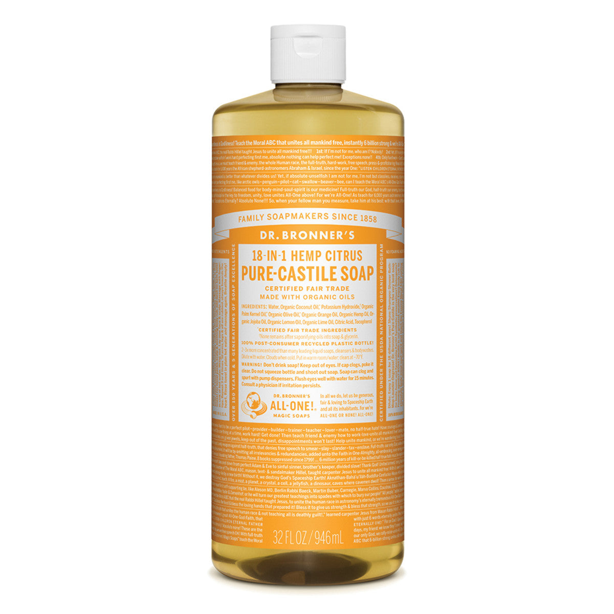 Dr. Bronner's Pure-Castile Soap Liquid (Hemp 18-in-1) Citrus