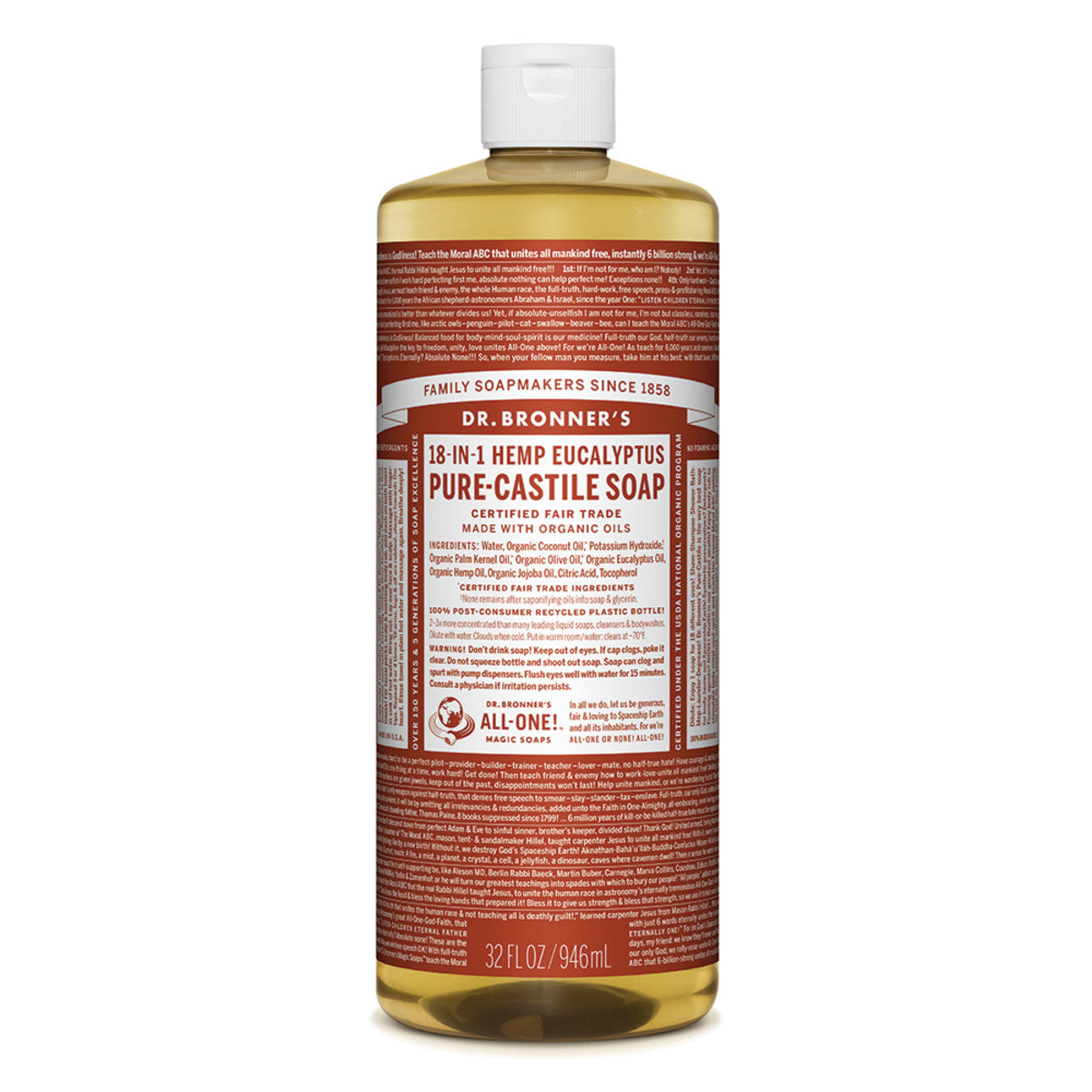 Dr. Bronner's Pure-Castile Soap Liquid (Hemp 18-in-1) Eucalyptus