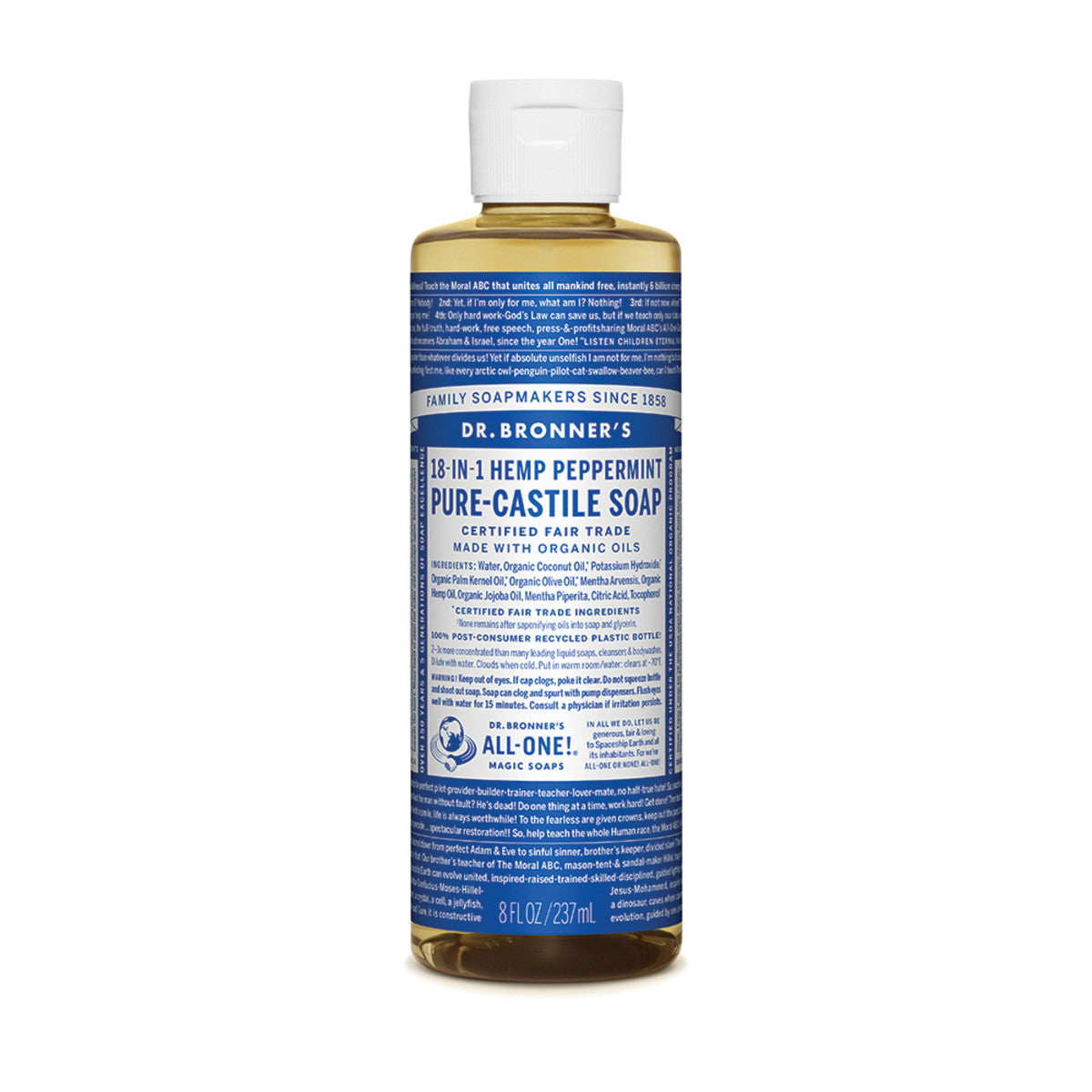 Dr. Bronner's Pure-Castile Soap Liquid (Hemp 18-in-1) Peppermint