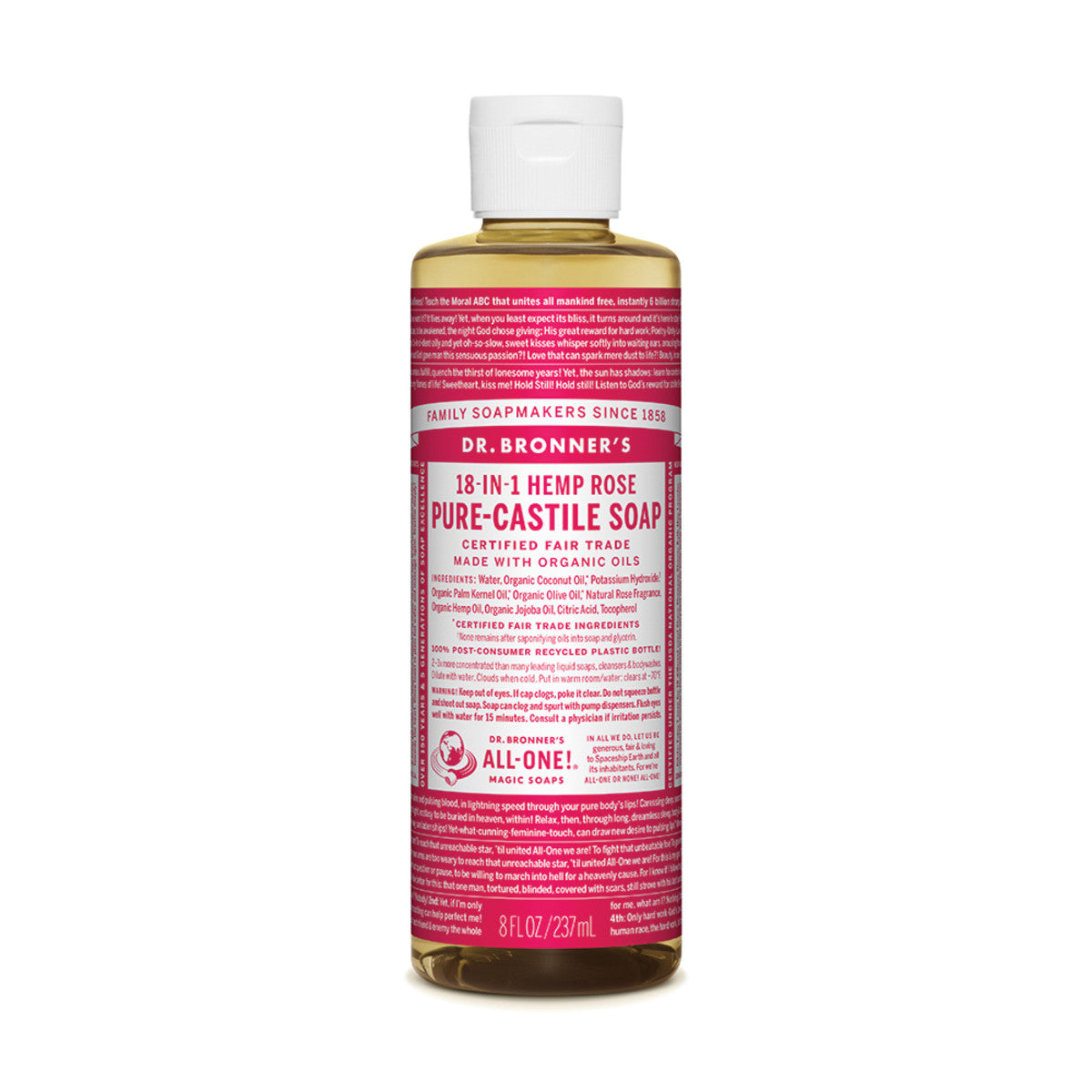 Dr. Bronner's Pure-Castile Soap Liquid (Hemp 18-in-1) Rose